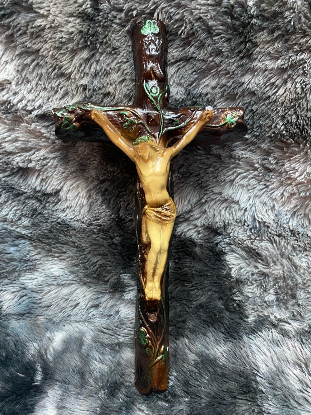 Vintage Tree Bark Crucifix